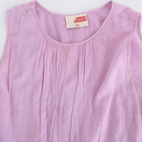 Anthropologie Samant Chauhan Lola Tiered Tunic Liliac 100% Cotton Midi Dress XS - Picture 9 of 11